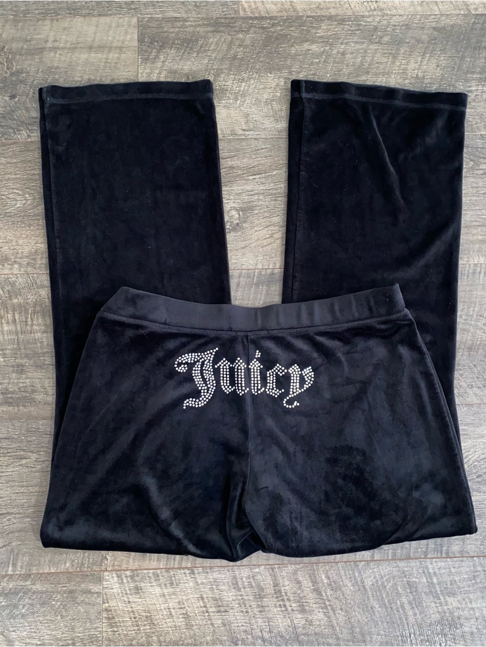 Y2K Juicy Couture Velour Sweatpants Women’s Large Black OG Bling Tracksuit